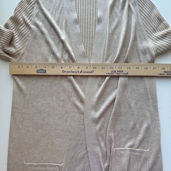 INC International Concepts Ribbed Open Front Long Cardigan Sweater Beige Medium - Picture 5 of 11